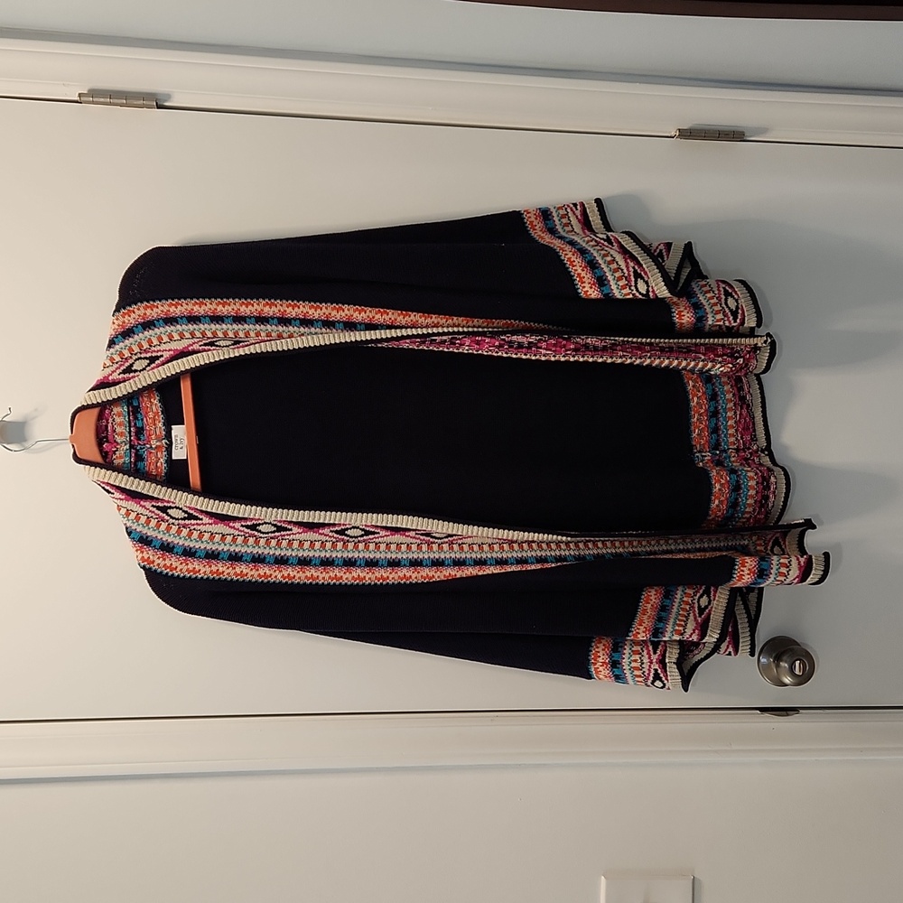 Poncho Sweater blue multi womens one size crown & ivy great condition